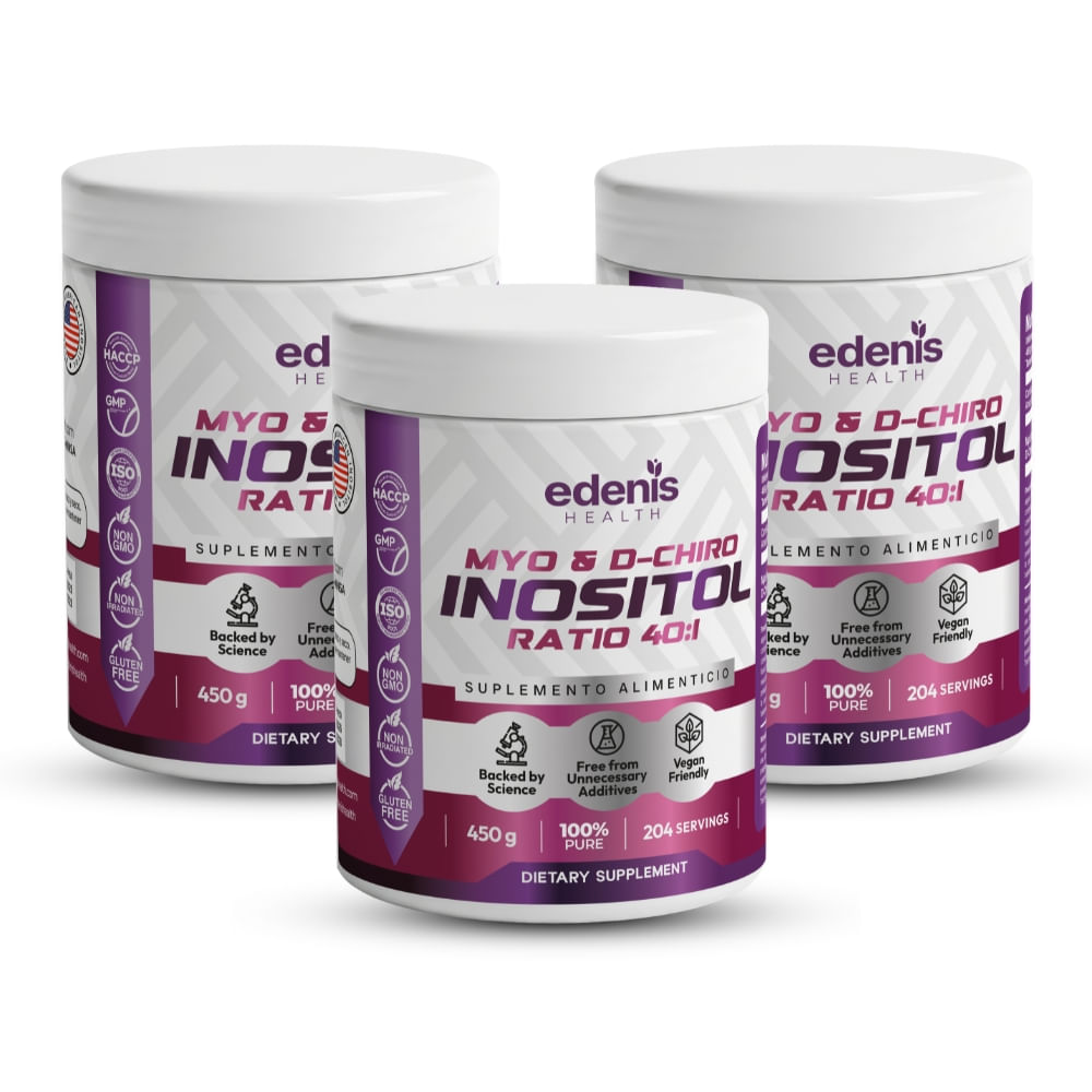 Pack 3 Myo y D-Chiro Inositol Edenis Health 450 G