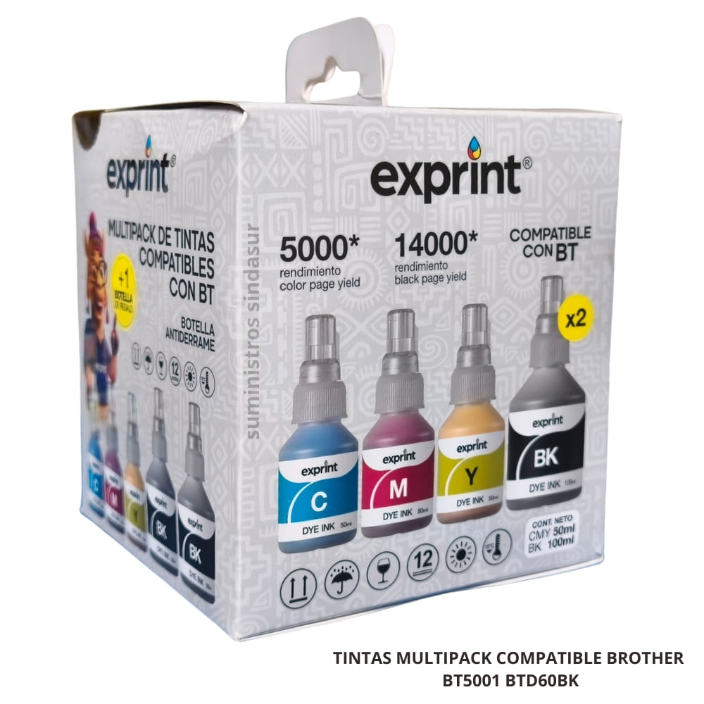 MULTIPACK TINTA COMPATIBLE BROTHER BT5001 Y BTD60BK  CMY