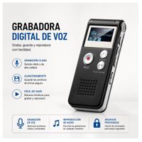 GRABADORA DE VOZ 8 GB PROFESIONAL NEGRO
