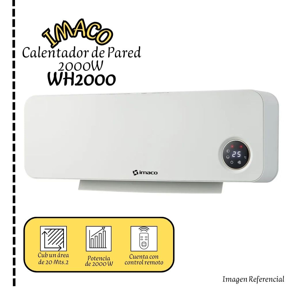 Calentador de Pared Imaco Con Control WH2000.