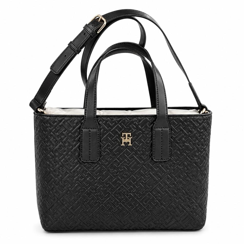 CARTERA MINI TOTE TOMMY HILFIGER MONOGRAFIADA NEGRO