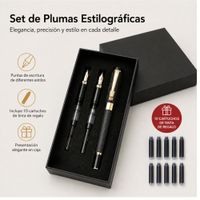 LAPICERO PLUMA FUENTE x3 PUNTAS BOLIGRAFO 10 cartuchos de tinta