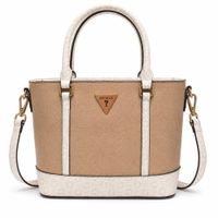 CARTERA QUINLEY MINI TOTE Y CROSSBODY GUESS MARRON Y BLANCO
