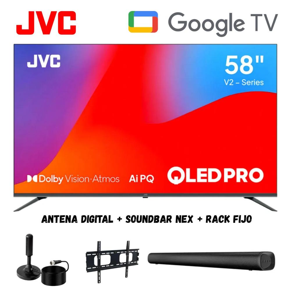 Televisor Smart TV JVC 58'' UHD 4K QLED LT-58KM858 GoogleTV - Ant - Rack Fijo - Soundbar Nex