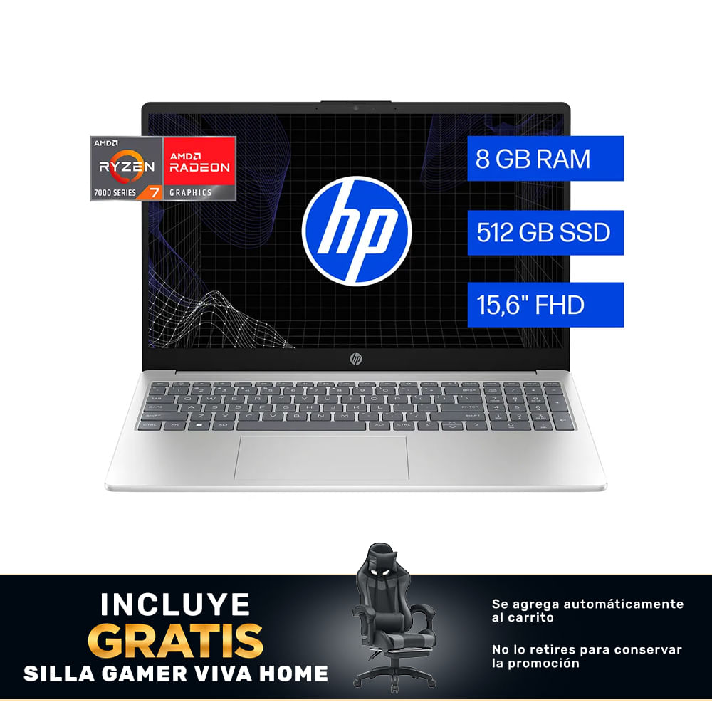 Laptop HP 15-FC0287LA 15.6"" Ryzen 7 7730U 8GB 512GB SSD