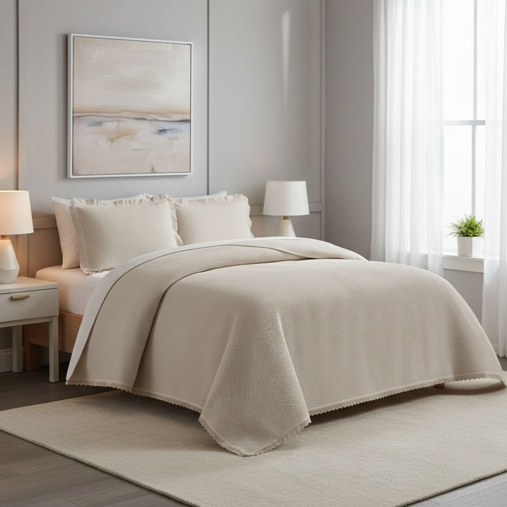 Cubrecama Pv27 New Romantic Beige 1.5 Plazas