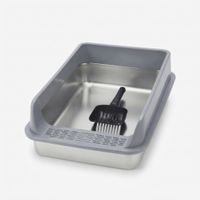 Arenero Grande de Acero Inoxidable para Gatos - 60x40x22 - Acero
