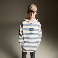 Polera Niño Sfera Rayas Capucha Azul