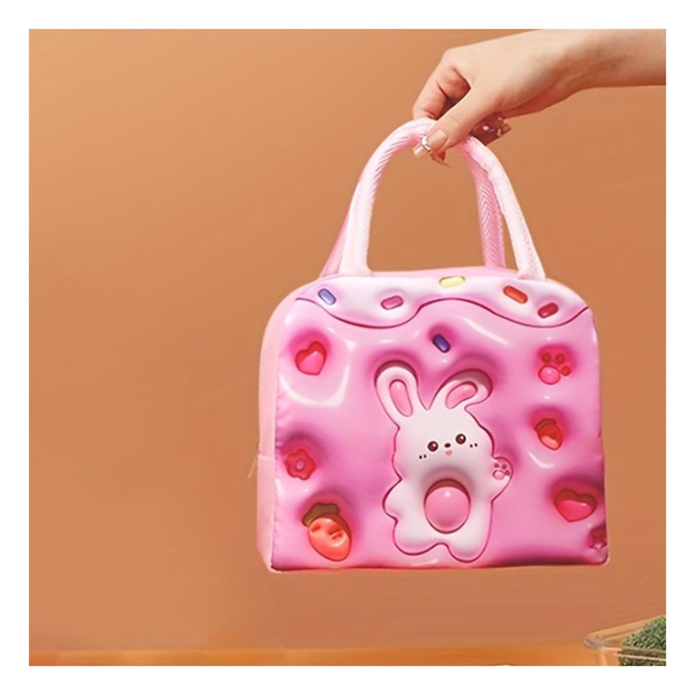 Bolsa Termica con Imagen Conejo para Alimentos Frescos Rosado Y Papel Regalo