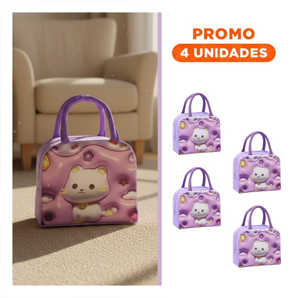 Pack4 Maletin Kawaii Listo para Acompanarte Siempre Lila