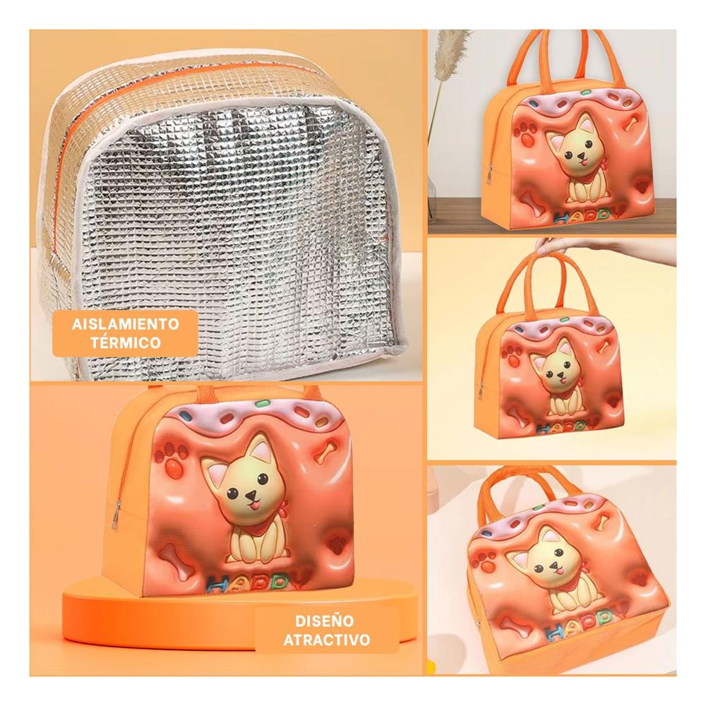 Maletin Practico para Snacks con Imagen Kawaii Perro Naranja Y Ligas Regalo