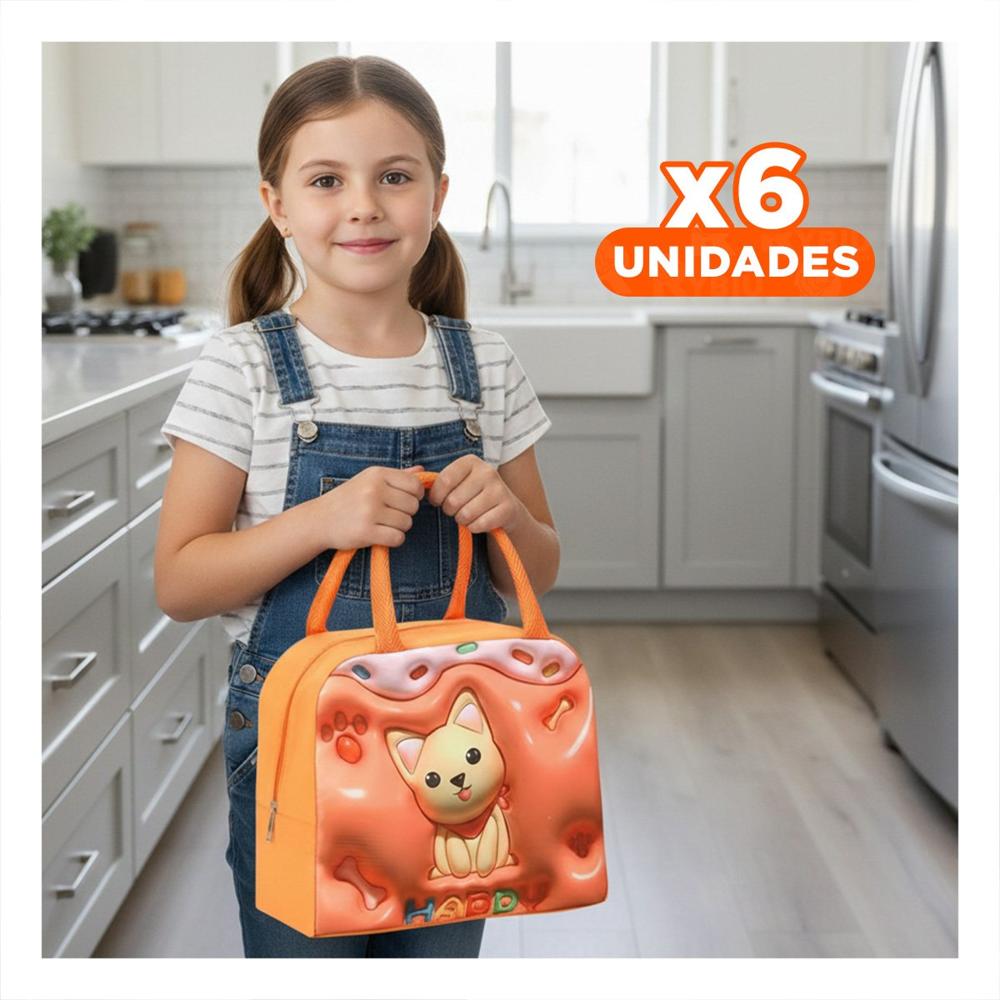 Pack6 Porta Alimentos Infantil para Refrigerio con Diseño Perro Naranja