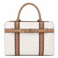 CARTERA TOTE Y CROSSBODY GUESS LISBETH MONOGRAFIADA BEIGE CON ADORNO DORADO