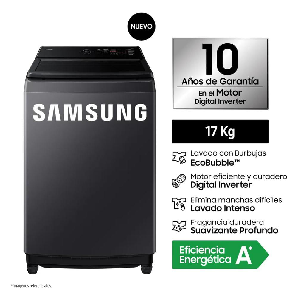 Lavadora Ecobubble 17kg Gris Grafito Samsung WA40F17E7CPE