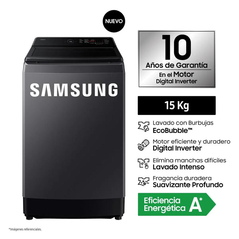 Lavadora 15Kg EcoBubble Gris Grafito Samsung WA40F15E4CPE