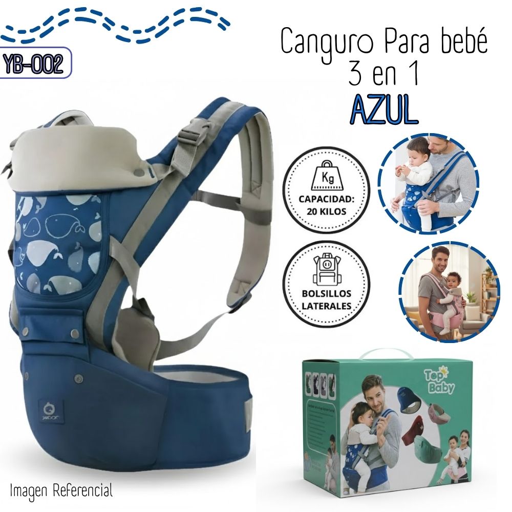 Canguro Ergonomico Para Bebes - Azul YB-002