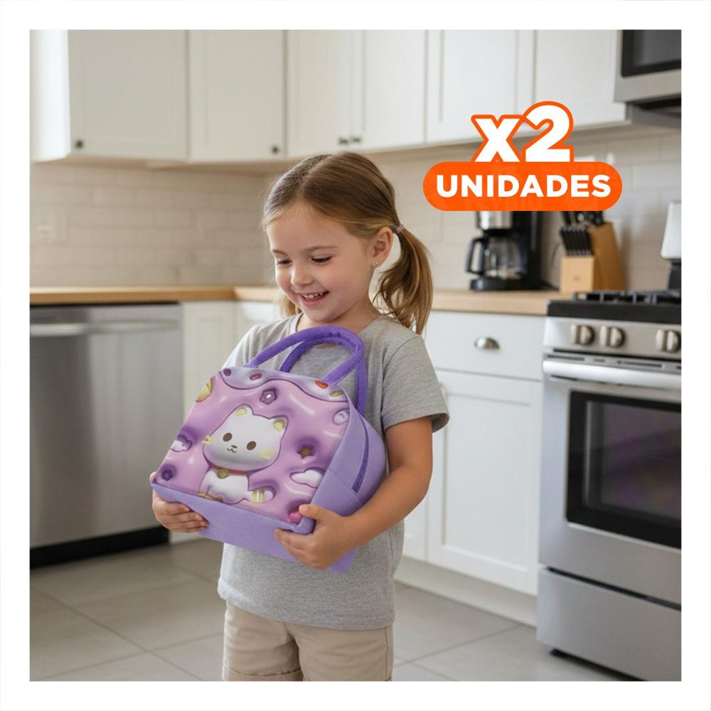 Pack2 Maletin de Alimentos con Imagen Moderna Lila Y Papel Regalo