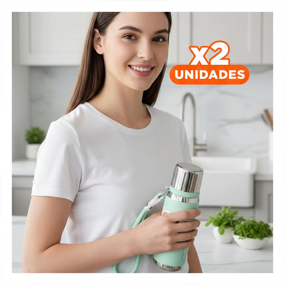 Pack2 Recipiente Térmico Verde Agua 500ml con Tapa Hermética