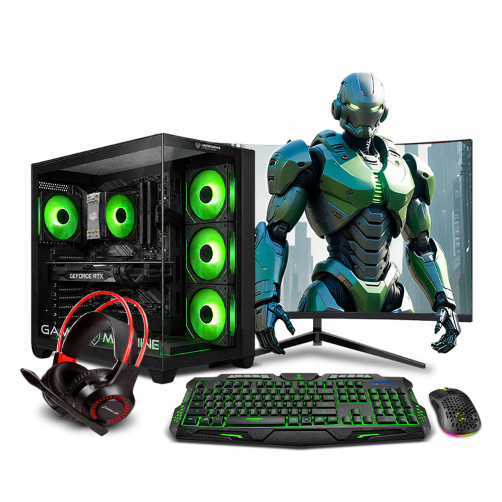 COMPUTADORA PC GAMER HAKU GREEN PLUS RYZEN 7 8700G 16GB DDR5 500GB 24 CURVO MI PC LISTA MIPCLISTA