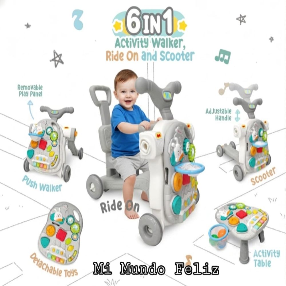 Caminador para Bebe 6 en 1 Musical Gray