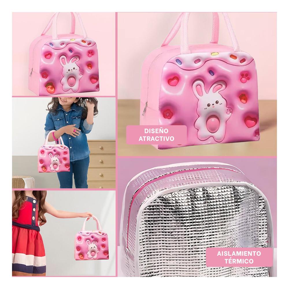 Bolsa Termica Practica para Llevar Comidas Caseras Rosado Y Ligas Regalo