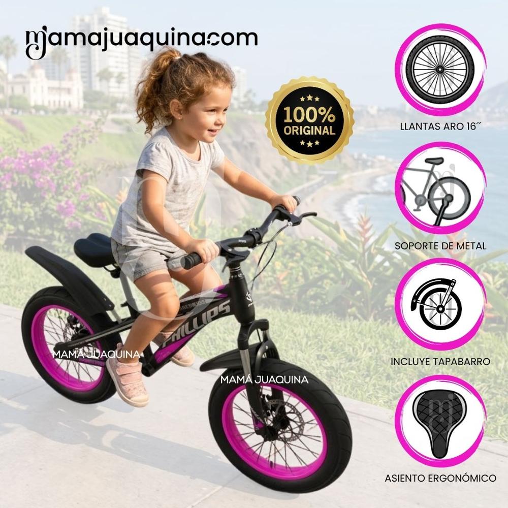 Bicicleta Deportiva Aro 16 Llantas Anchas PHILLIPS Edición Exclusiva Fucsia