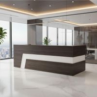 Counter de recepción Kida Marrón y Blanco 210x110x50 - Masiva Home
