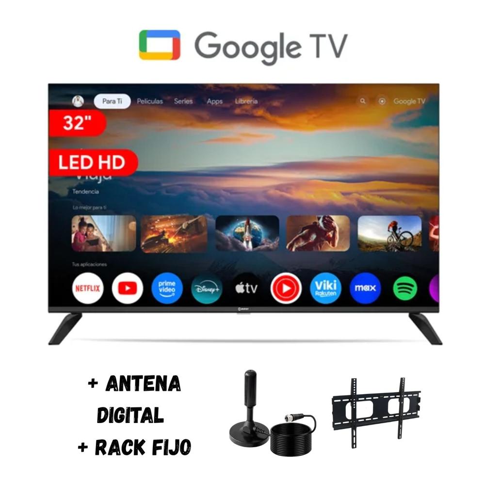 Televisor Smart 32'' HD GoogleTV MS32-E2000GBT Negro - Ant - Rack Fijo