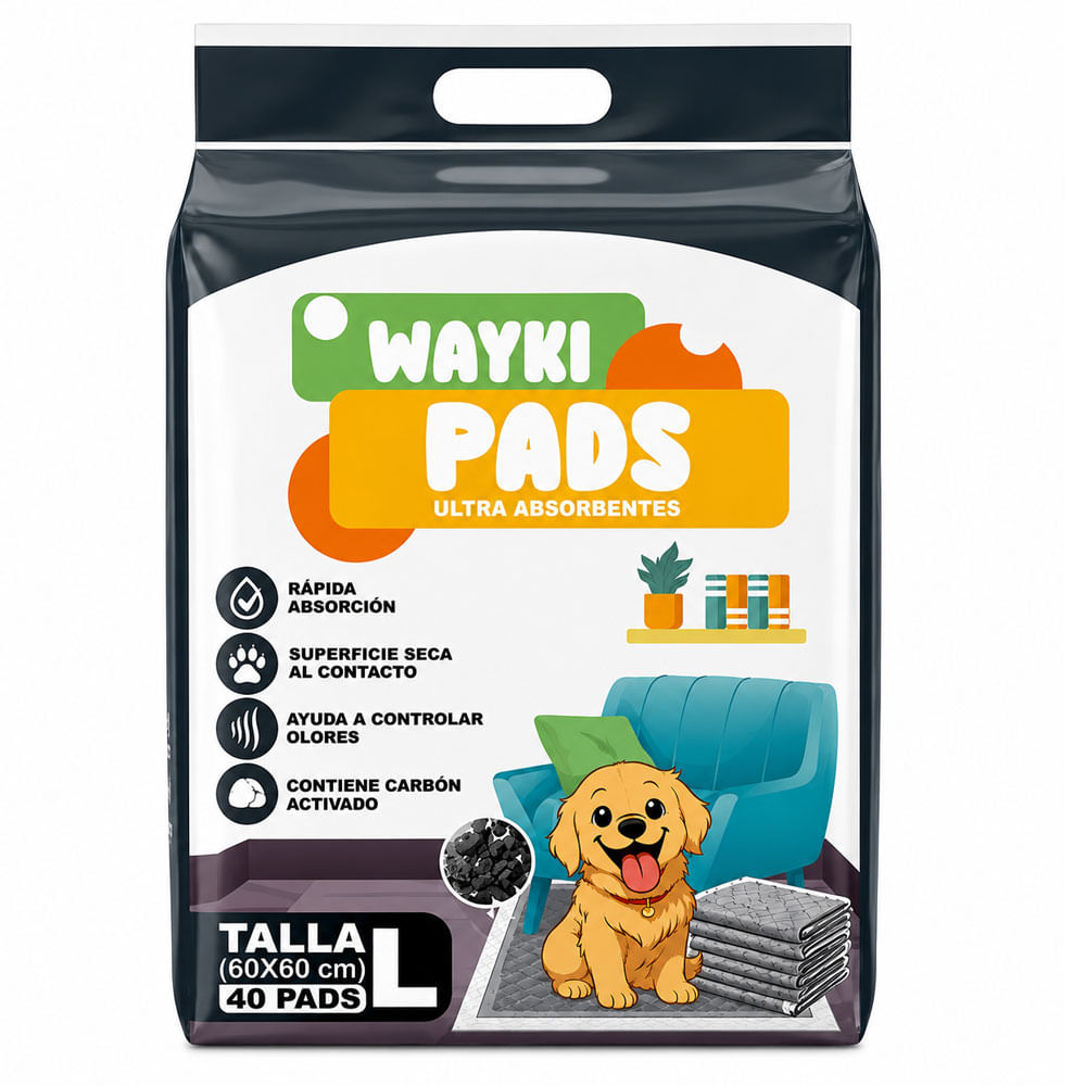 Pañales de Piso para Perros con Carbón Activado Wayki Pads L