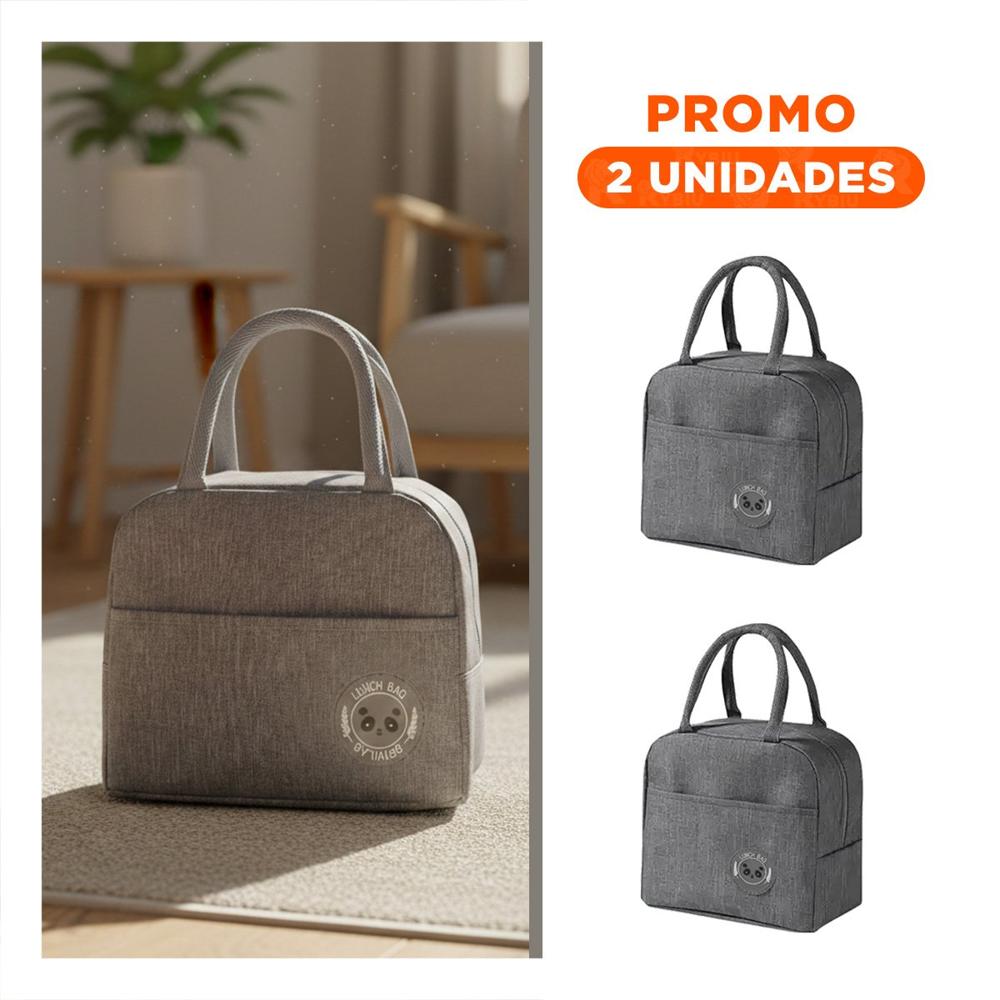 Pack2 Fiambrera y Bolsillo Exterior con Area Adicional Plomo Y Regalo Sticker