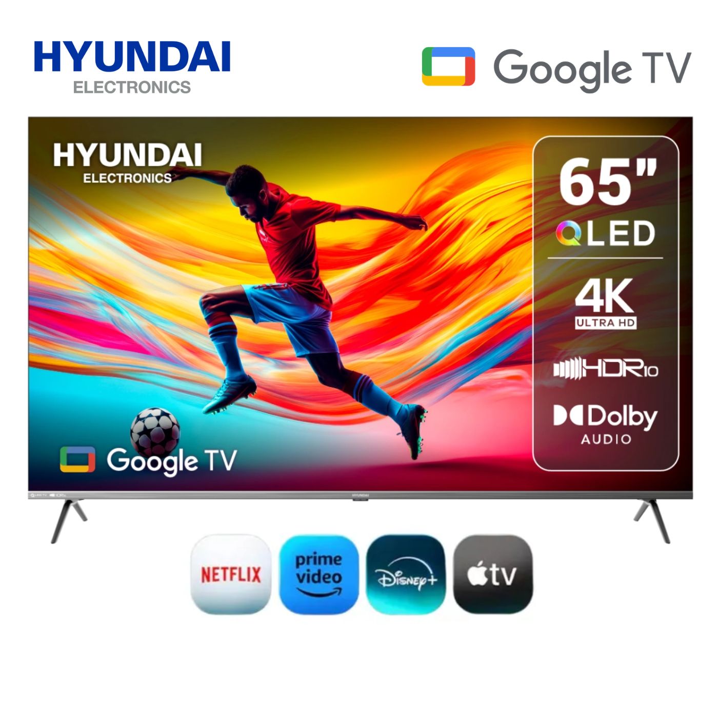 Televisor Smart 65'' Hyundai QLED UHD 4K HYLED6513QG GoogleTV