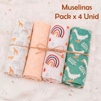 Manta Muselina para Bebé Bambú y Algodón Pack x 4 Unidades SMT70