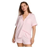 SET PIJAMA VICTORIA SECRET RAYAS CORTO ROSA
