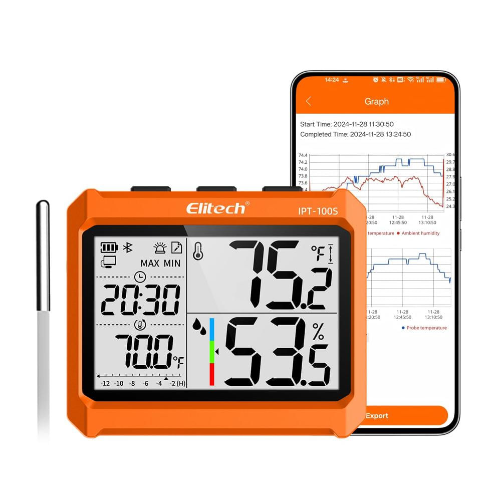 Termómetro higrómetro digital Bluetooth monitor de temperatura humedad tiempo real ELITECH IPT-100S