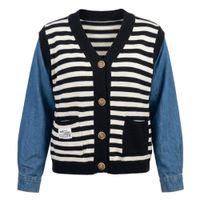 Chompa de Hilo Negro Con Mangas Jean Modelo Coreano Importado Peace And Love