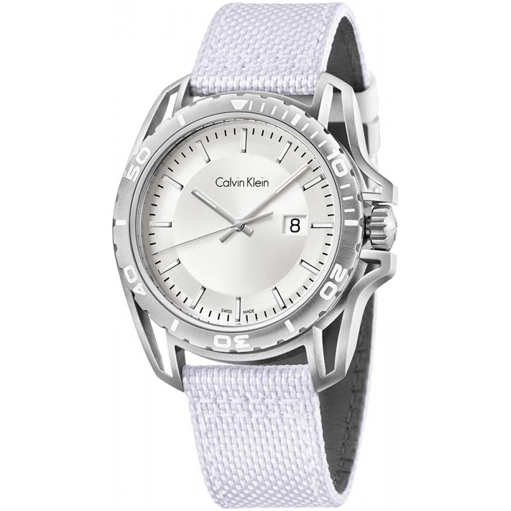 Reloj para Hombre Calvin Klein Earth K5Y31VK6 Suizo Fecha Correa de Nylon Blanco