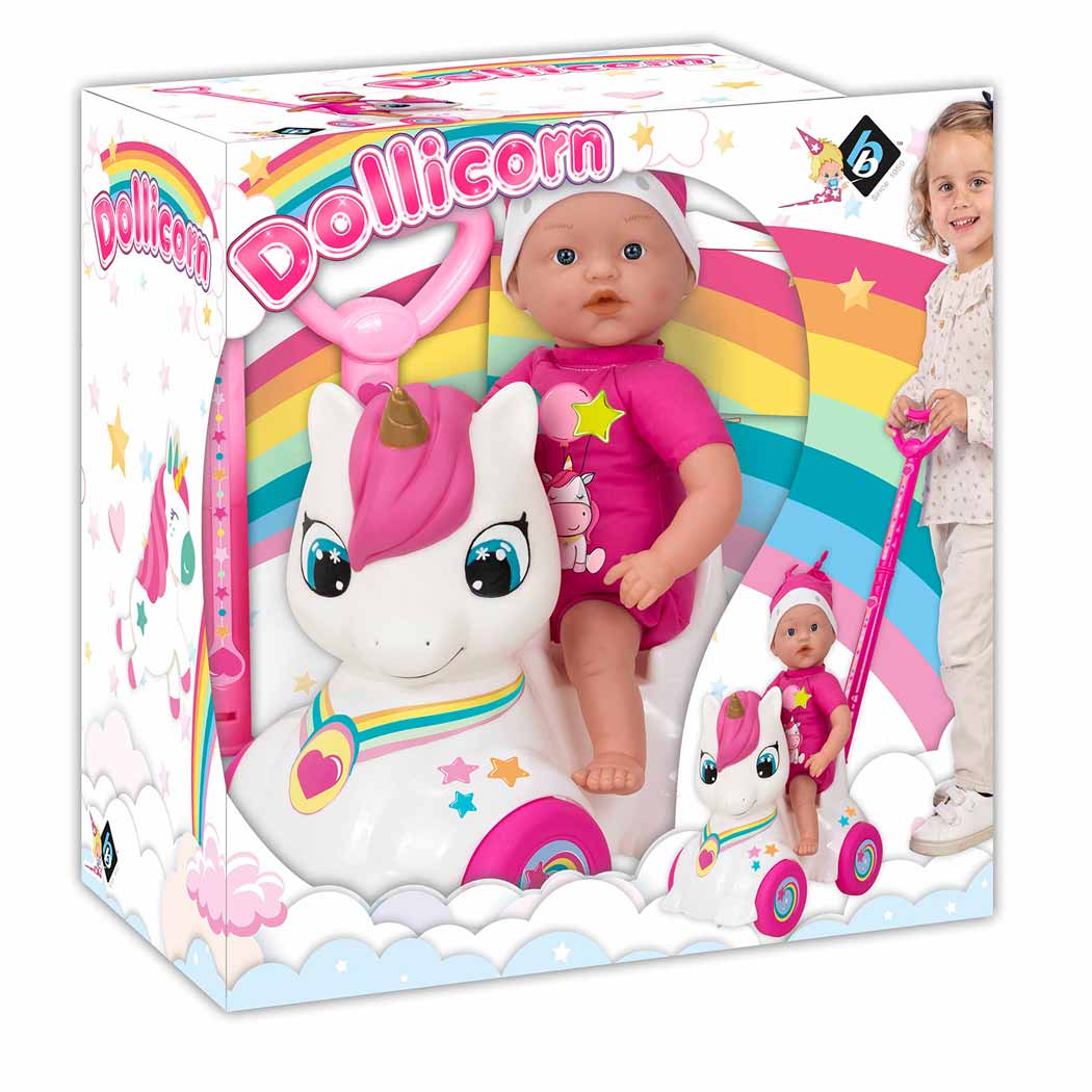 Set Muñeca Cuerpo Suave Con Montable De Unicornio Dollicorn Loko Toys