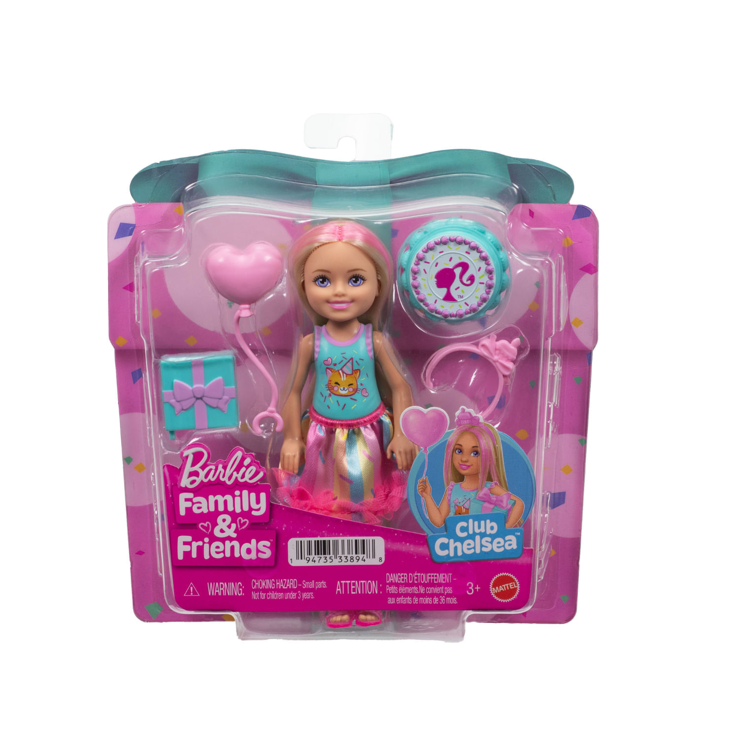 Muñeca Barbie Chelsea Cumpleaños Con Falda Rosa Y Pastel Barbie 3 Años+