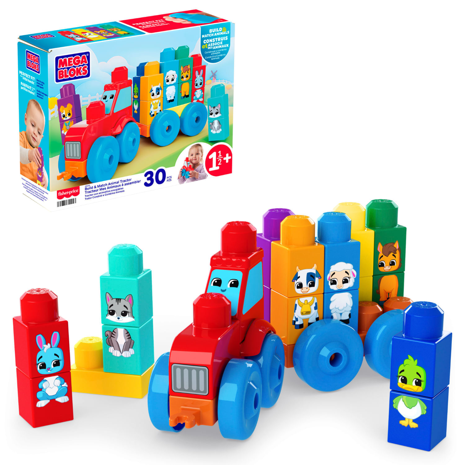 Set De Construcción Tractor Arma Y Combina Mega Bloks 1.5 Años+