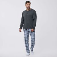 Pijama Set Manga Larga Hombre Franela Check Madison