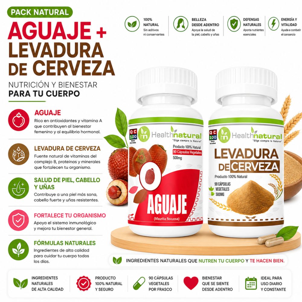 AGUAJE HEALTHNATURAL 500MG Y LEVADURA DE CERVEZA HEALTHNATUR