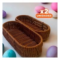 Pack2 Recipiente Funcional Tejido Multiuso Ovalado Marron para Hogar Moderno YRegalo Sticker