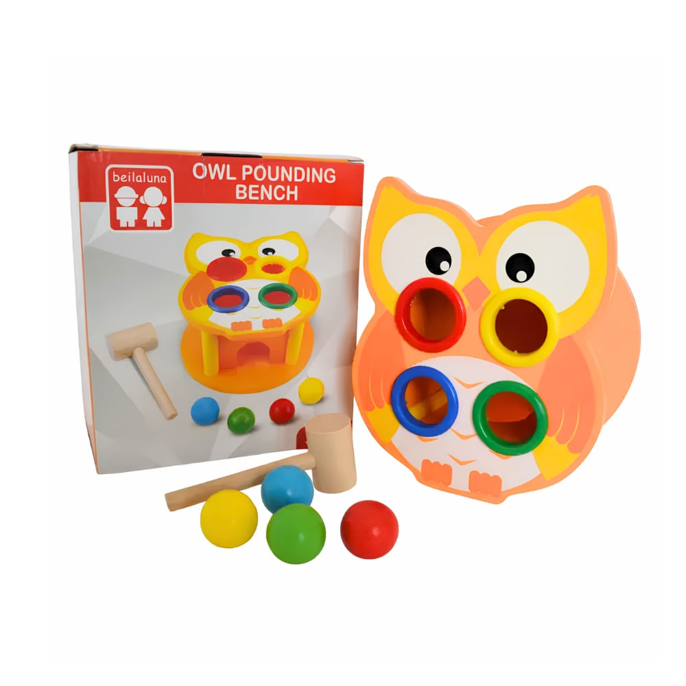 Juego de Madera Buho con Martillo Owl Pounding Bench