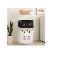 Organizador De Ropa Sucia 3 Niveles Con 3 Cestos Blanco Negro