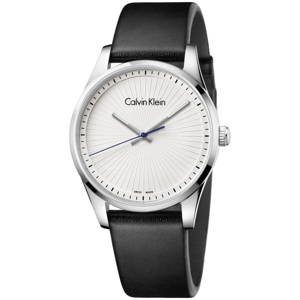 Reloj para Hombre Calvin Klein Steadfast K8S211C6 Suizo Correa de Cuero Negro Dial Blanco
