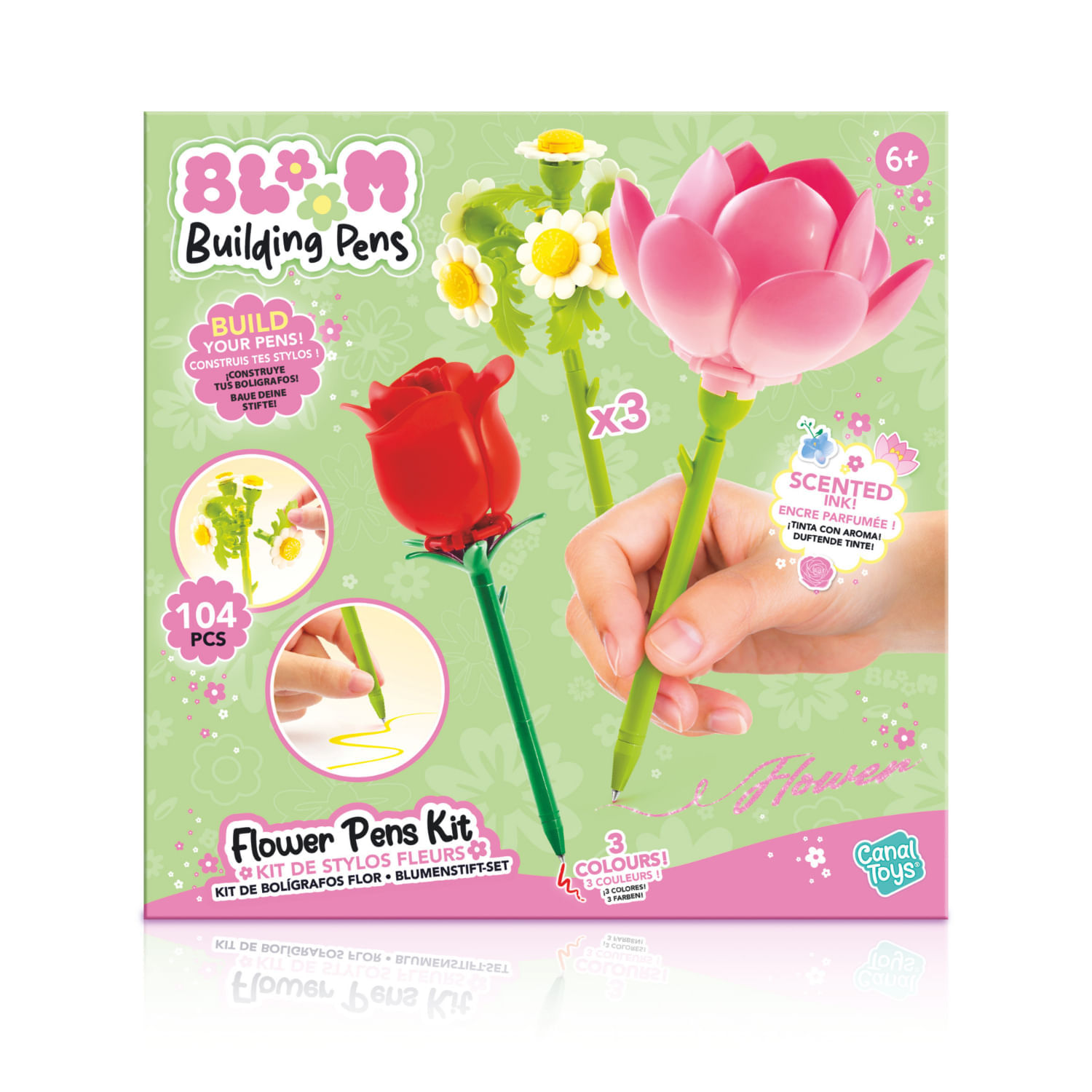 Pack Lapiceros Armables Canal Toys Diseño Flor 3 Unidades