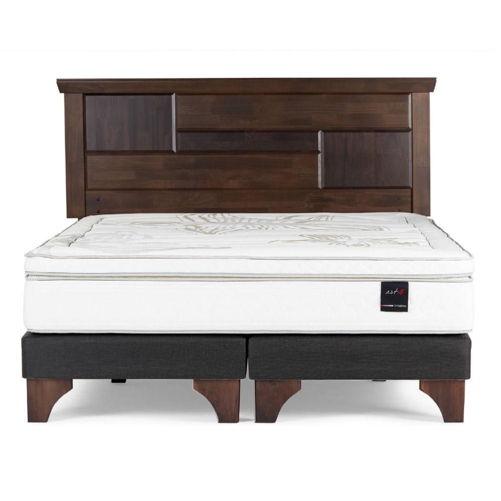 Cama Europea Grafito Art 4 Queen + Cabecera Domenico