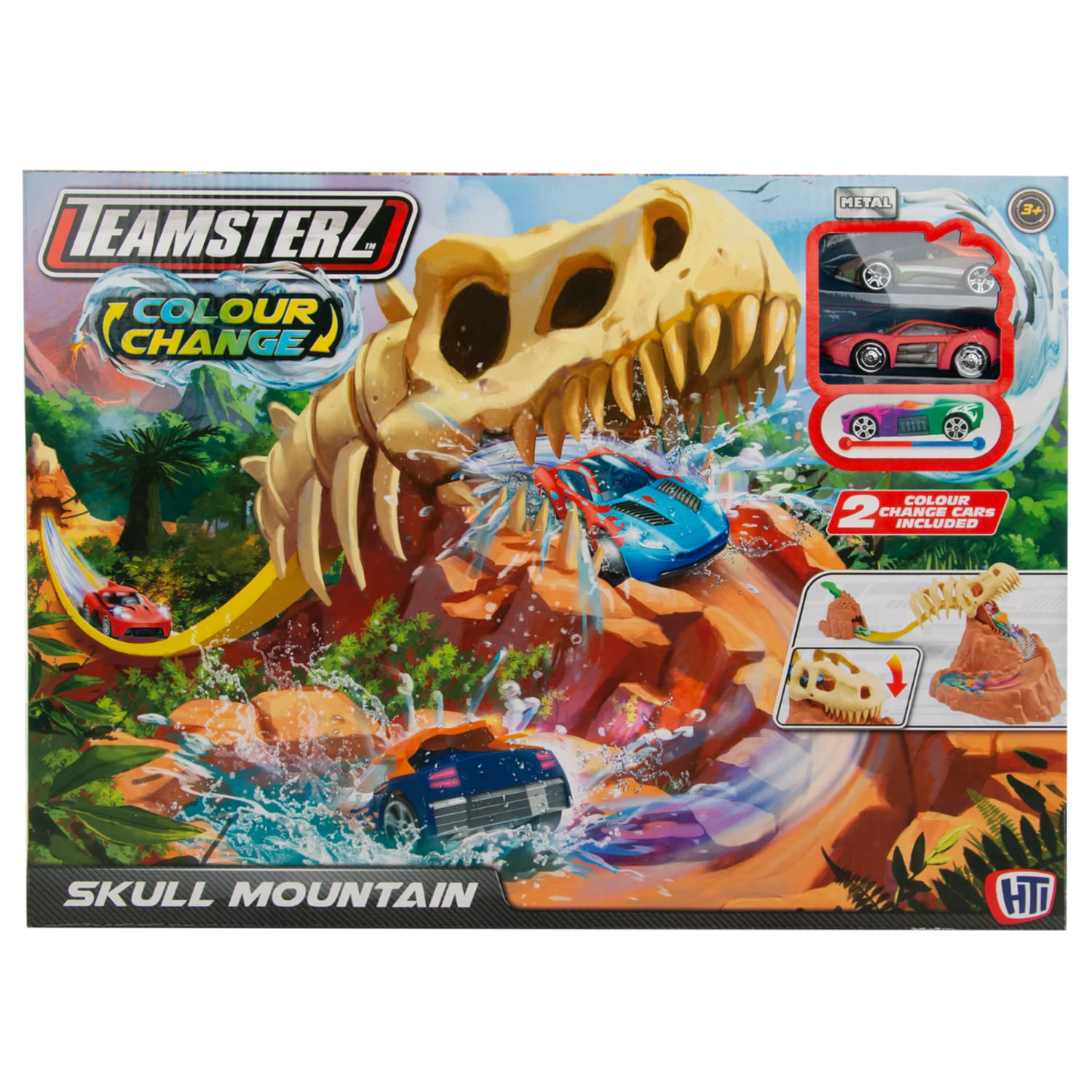 Playset Montaña Calavera Colour Change Con 2 Autos Teamsterz