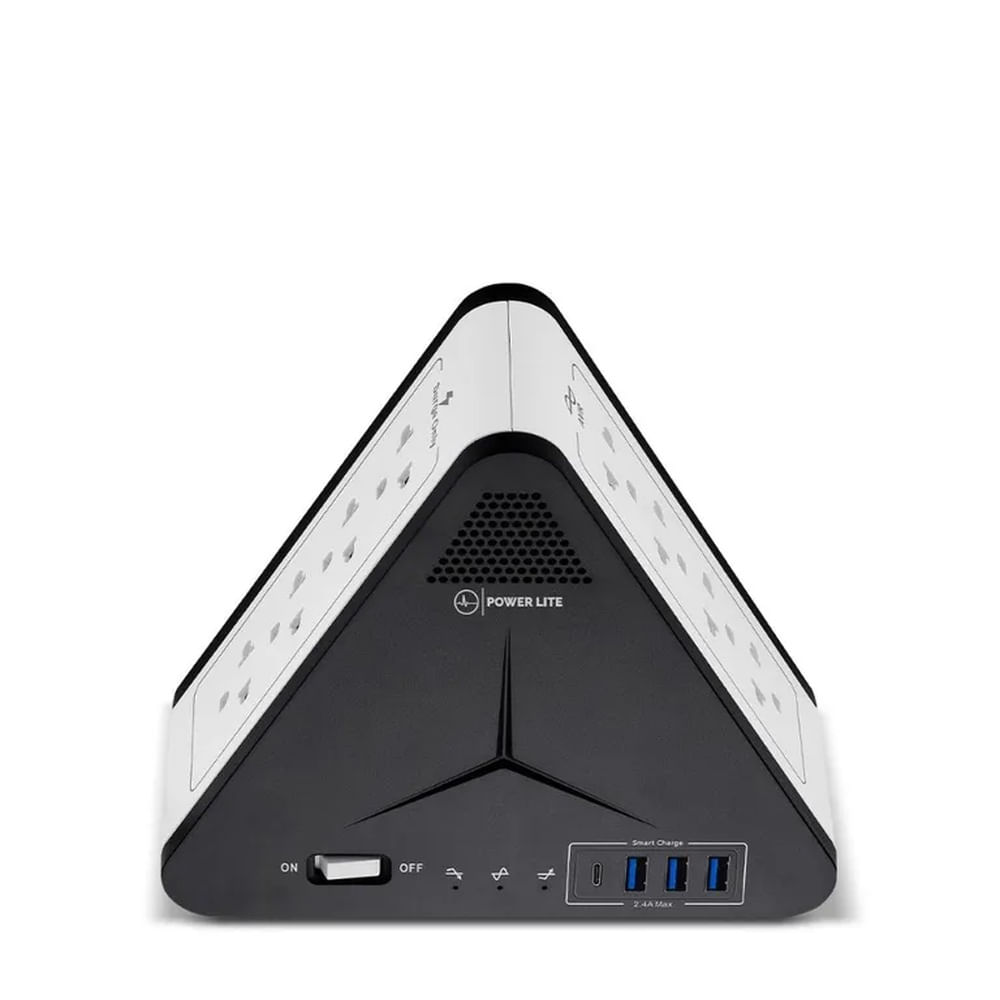 ESTABILIZADOR POWER LITE SIMETRIC PLI-1111U 8 SALIDAS 4 PUERTOS Negro