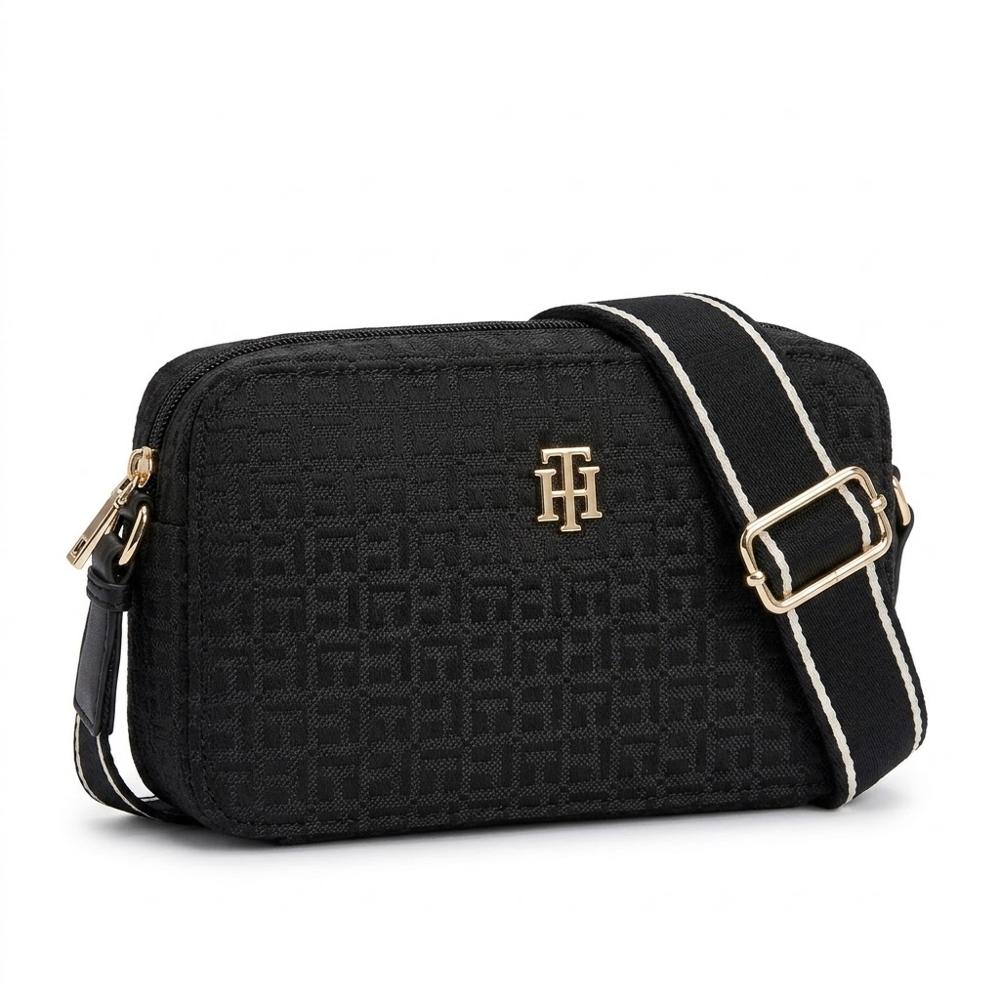 CARTERA CROSSBODY TOMMY HILFIGER NEGRO CON DISEÑO MONOGRAFIADO